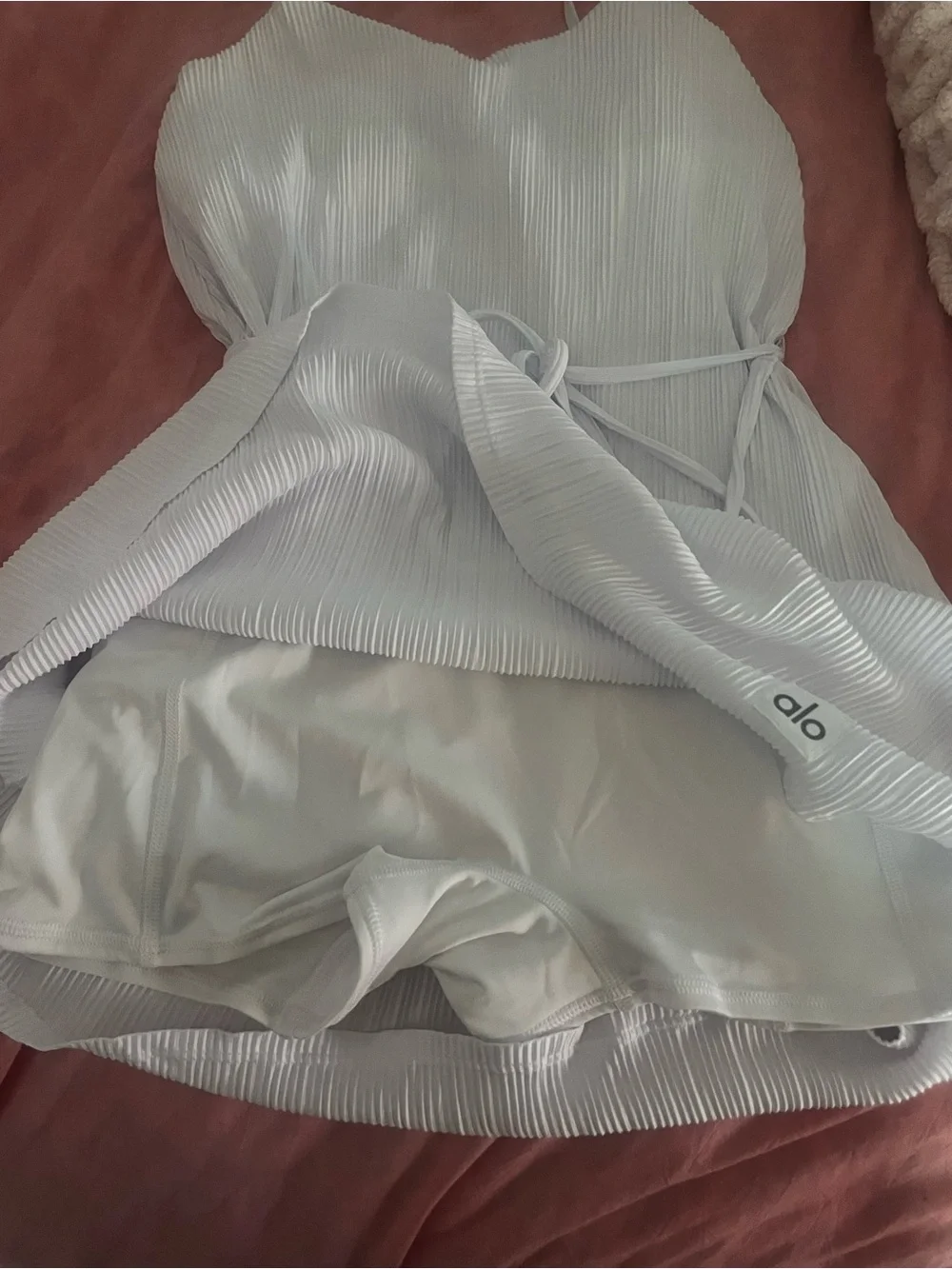 ALO Yoga Micro Plisse Game On Tennis Dress White Small